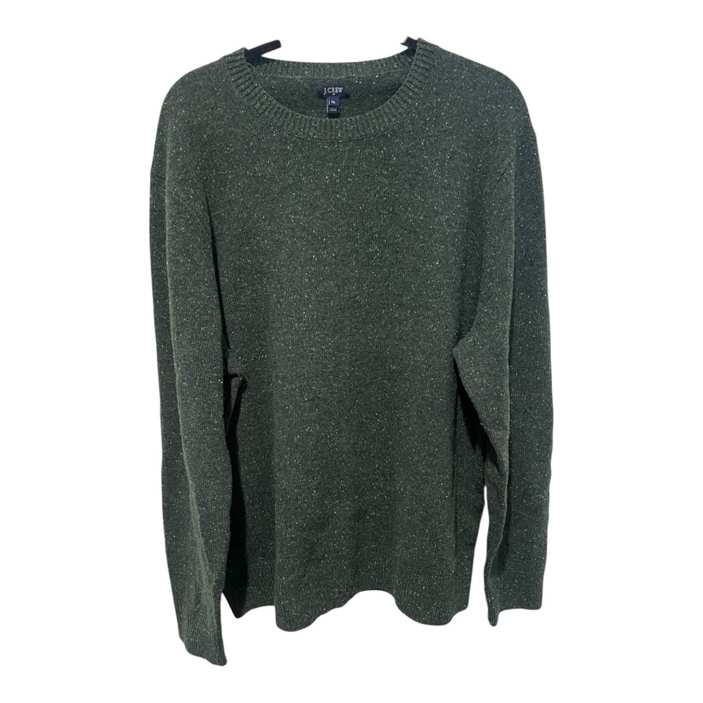 J. Crew Men's Forest Green Lambswool Blend Preppy Fall Crewneck Sweater XXL